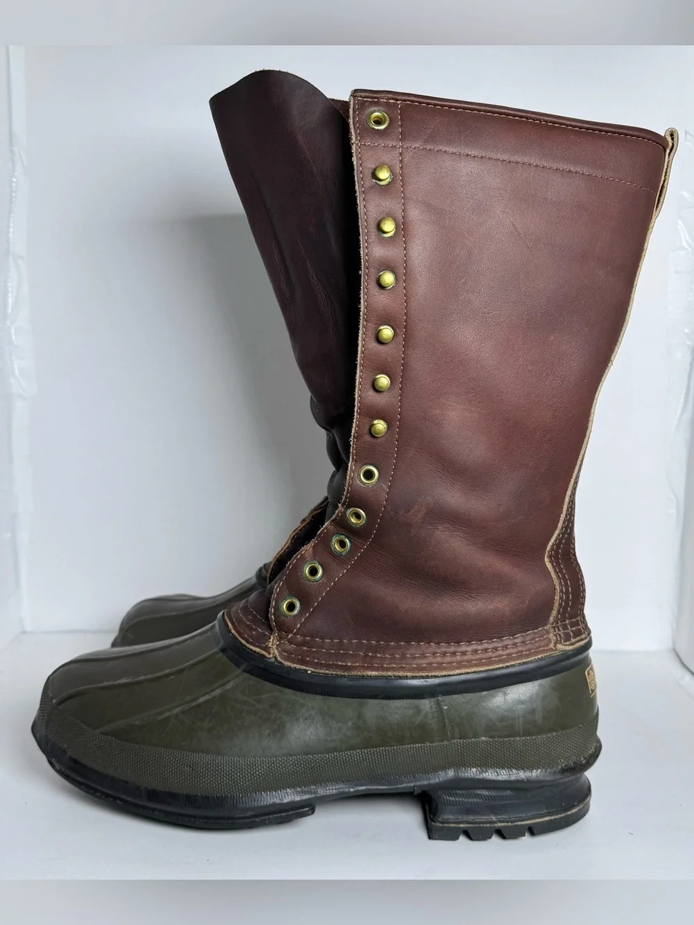 Vintage 90’s Schnee’s Hunter Pac Boots Men 10 Made USA Leather Insulated Hunting